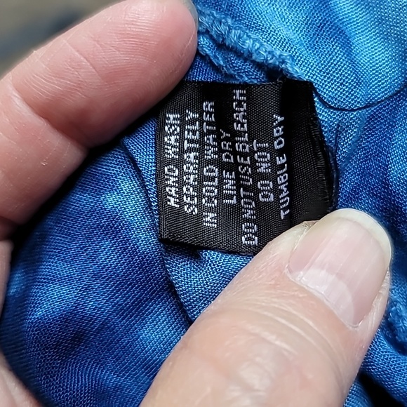 Raviya womens Sm rayon blue tie dye spaghetti straps huge hem width - Picture 8 of 11